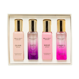 BELLAVITA 4 * 0.68 EAU DE PARFUM SPRAY SET FOR WOMEN: ROSE + GLAM + DATE + SENORITA