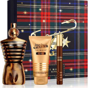 JEAN PAUL GAULTIER LE MALE ELIXIR 3 PCS SET: 4.2 PARFUM SPRAY + 0.34 PARFUM SPRAY + 2.5 ALL-OVER SHOWER GEL