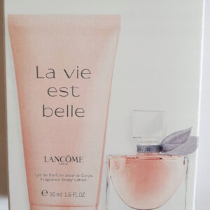 LANCOME LA VIE EST BELLE 2 PCS SET FOR WOMEN: 4 ML EAU DE PARFUM MINI + 1.6 BODY LOTION.