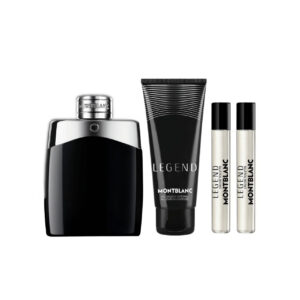 MONT BLANC LEGEND 4 PCS SET FOR MEN: 3.3 EAU DE TOILETTE SPRAY + 2 * 0.25 EAU DE TOILETTE SPRAY + 3.3 ALL OVER SHOWER GEL